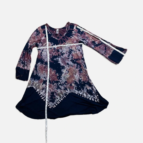 India Boutique Dress Tie Dye Long Sleeve T Shirt One Size Blue Purple Bohemian - Picture 8 of 9